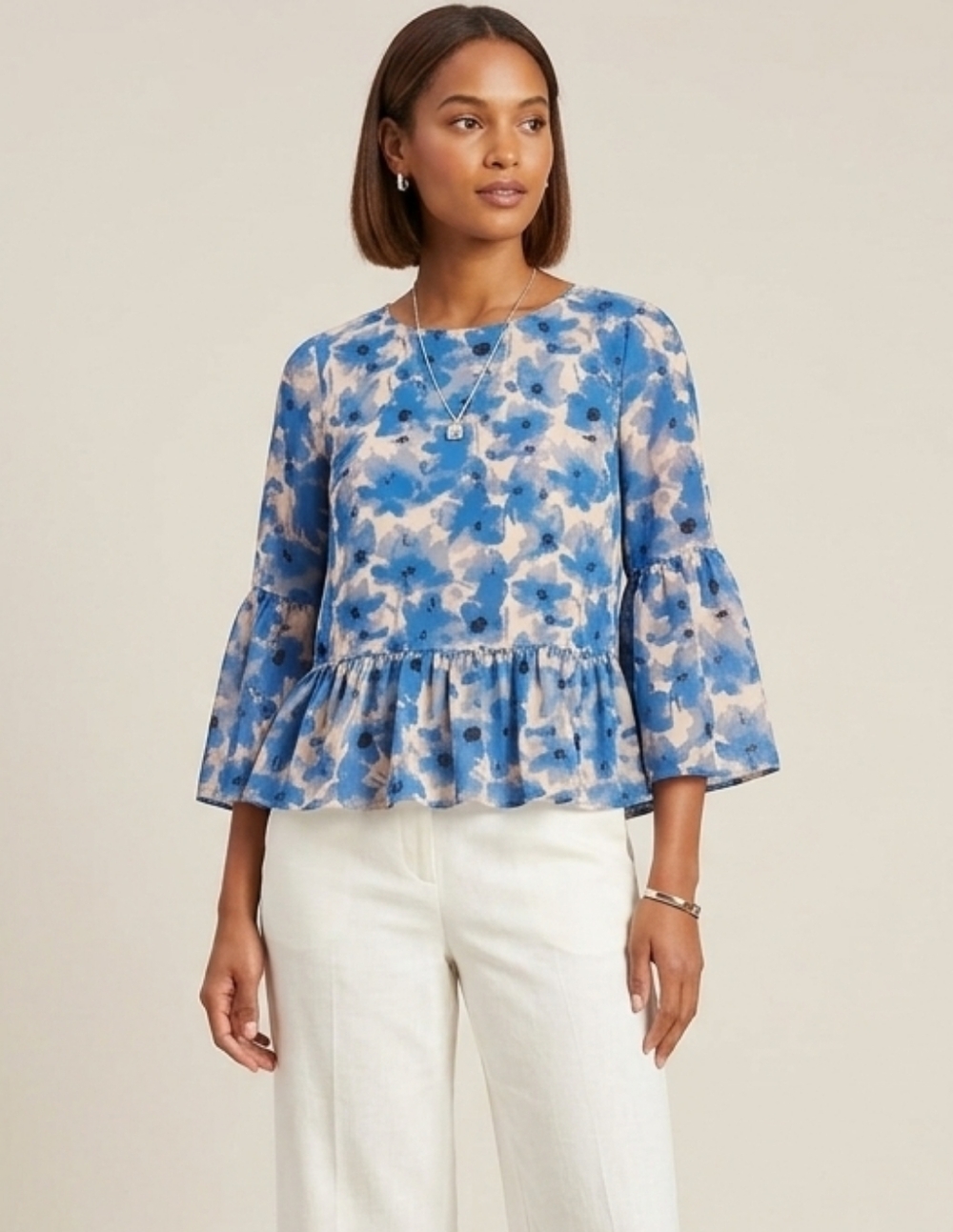 J.CREW - Floral Bell Sleeve Blouse
